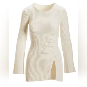 Boston Proper Cream Ribbed Long Sleeve Tunic Sweater Size XL Like New Condition